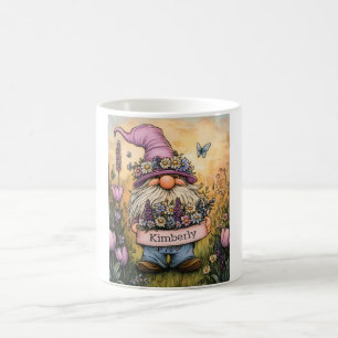 Garden Gnome Illustration with Customizable Banner Coffee Mug