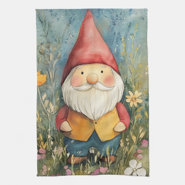 Garden Gnome Kitchen Towel (Vertical)