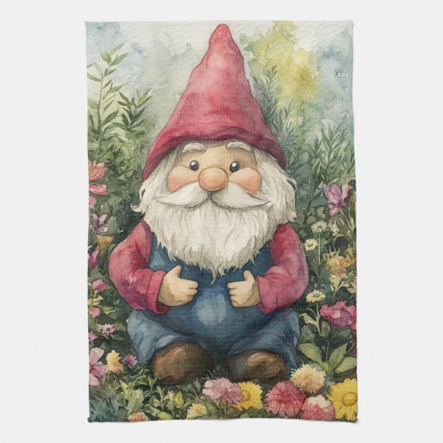 Garden Gnome Kitchen Towel (Vertical)