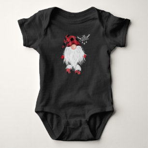 Garden Gnome Merry Christmas Red Buffalo Plaid Paj Baby Bodysuit