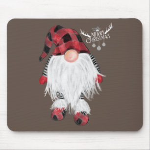 Garden Gnome Merry Christmas Red Buffalo Plaid Paj Mouse Pad