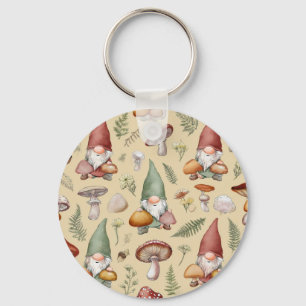 Garden Gnome Mushroom Cottagecore Keychain