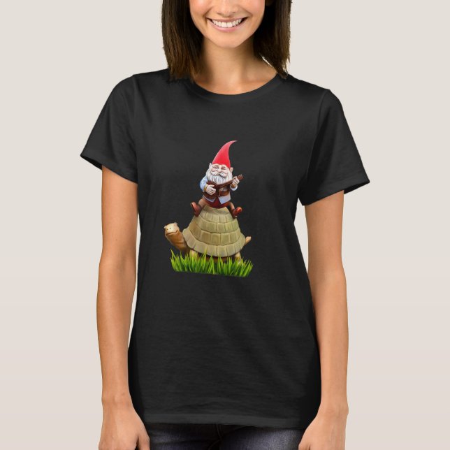 Garden Gnome on Turtle T-Shirt (Front)
