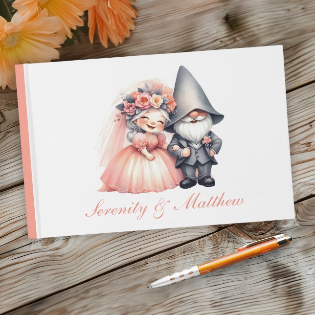 Garden Gnome Orange Rustic Woodland Wedding Guest Book (Creator Uploaded)