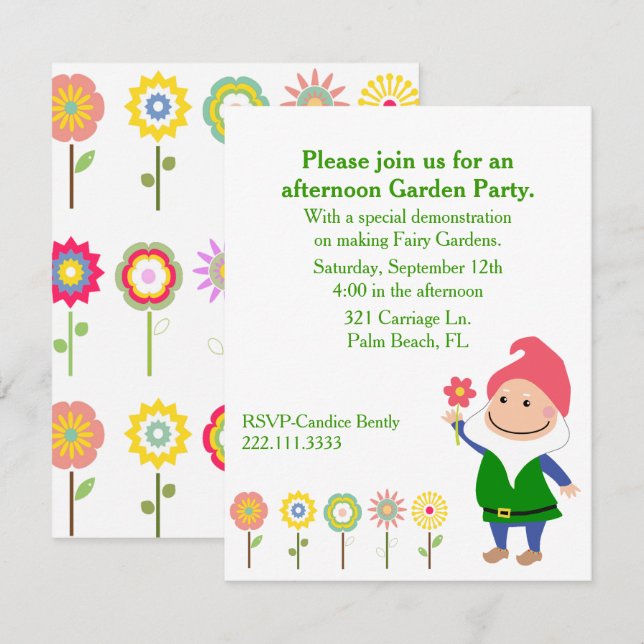 Garden Gnome Party Invitation (Front/Back)