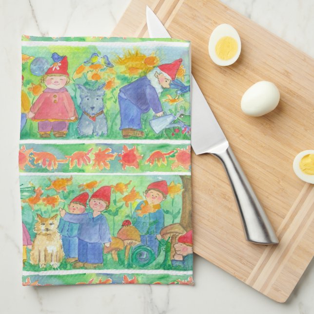 Garden Gnome Pixie Play Turtle Kitchen Towel (Quarter Fold)