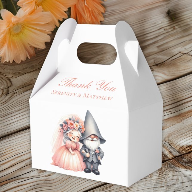 Garden Gnome Romantic Fairytale Wedding Thank You Favor Box (Creator Uploaded)