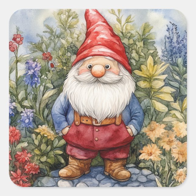 Garden Gnome Square Sticker (Front)