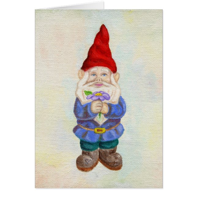 Garden Gnome with Flower card (Front)