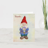 Garden Gnome with Flower thank you card