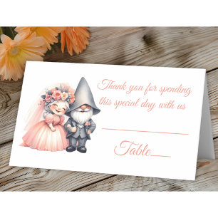 Garden Gnome Woodland Orange Wedding Table Escort  Place Card