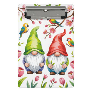 Garden Gnomes with Tropical Parrots Mini Clipboard