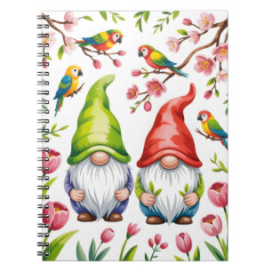 Garden Gnomes with Tropical Parrots  Notebook