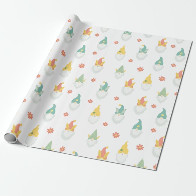 Garden Gnomes Wrapping Paper (Unrolled)