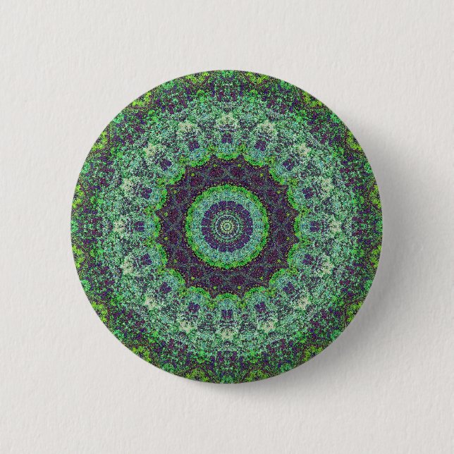 Garden Green Abstract Mandala 2 Inch Round Button (Front)
