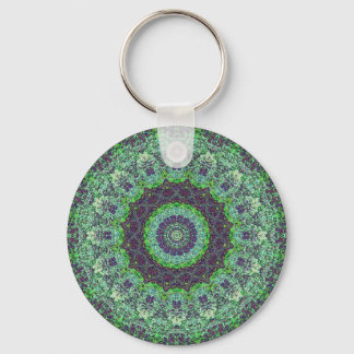 Garden Green Abstract Mandala Keychain