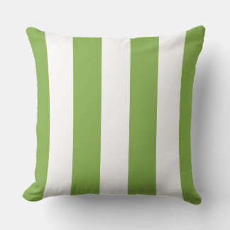 Garden Green and White Striped Throw Pillow