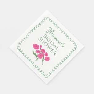 Garden Green Pink Whimsical Bridal Shower Napkin
