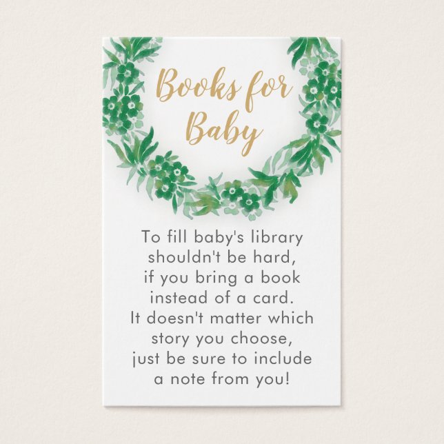 Garden Greenery Baby Shower Book Request Card (Front)