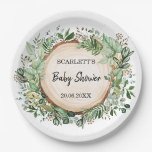 Garden Greenery Botanical Forest Baby Shower Party Paper Plate