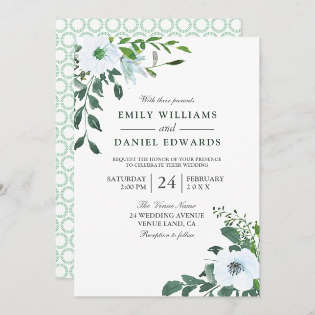 Garden Greenery Elegant Wedding Invitation (Front/Back)