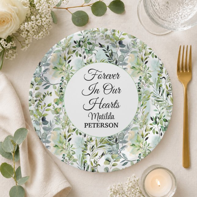 Garden Greenery Leaves Funeral  Paper Plate (Creator Uploaded)