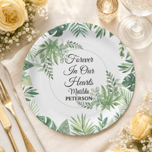 Garden Greenery Leaves Funeral Paper Plate