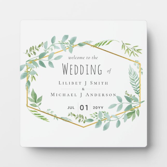 Garden Greenery Wedding Plaque (Front)
