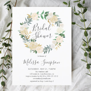 Garden Greenery White Flowers Bridal Shower Invitation Postcard