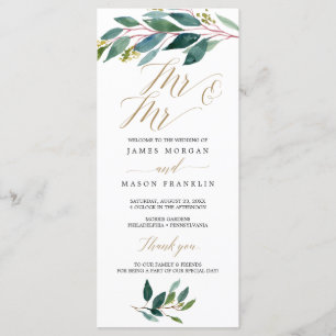 Garden Greens Gay Wedding Program - Mr & Mr