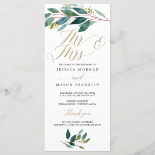 Garden Greens Wedding Program - Mr & Mrs