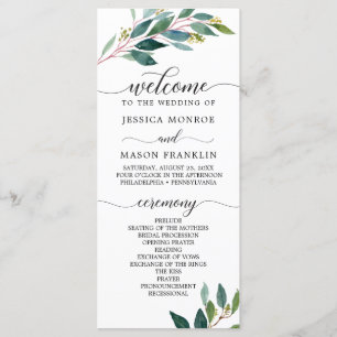 Garden Greens Wedding Programs