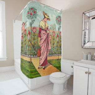 Garden Grow Flower Woman Art Antique