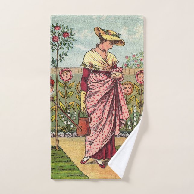 Garden Grow Flower Woman Art Antique Bath Towel Set (Hand Towel)