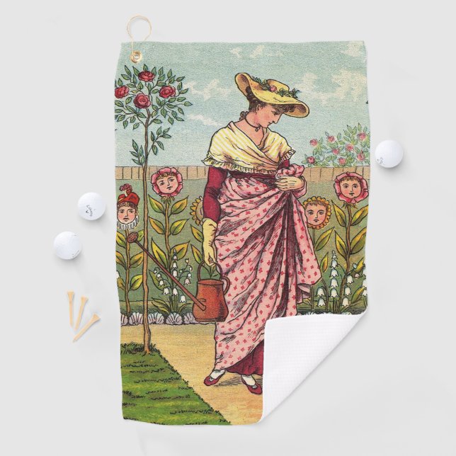 Garden Grow Flower Woman Art Antique Golf Towel (InSitu)