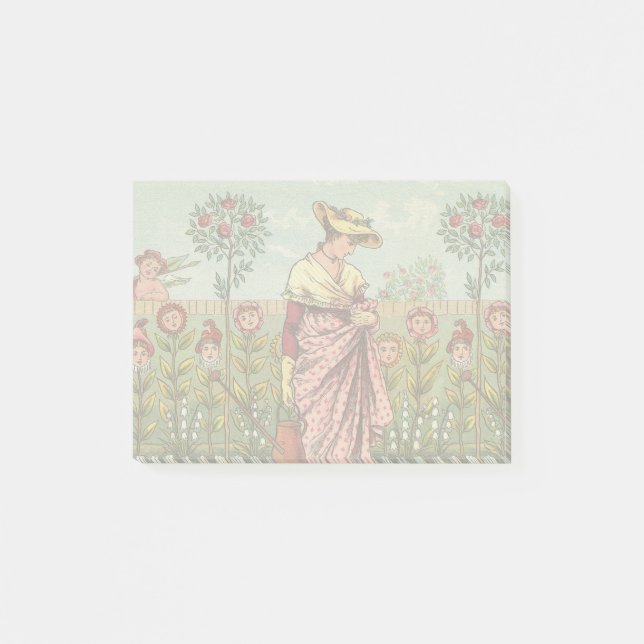 Garden Grow Flower Woman Art Antique Post-it Notes (Front)
