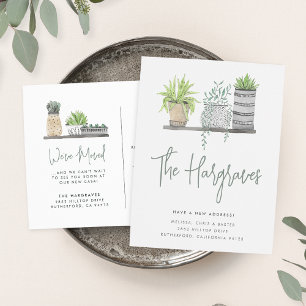 Garden Grown Modern Green Botanical Moving Announcement Postcard