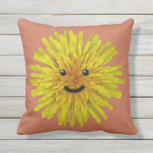 Garden Happy Yellow Dandelion  Flower 2 in 1 Outdoor Pillow