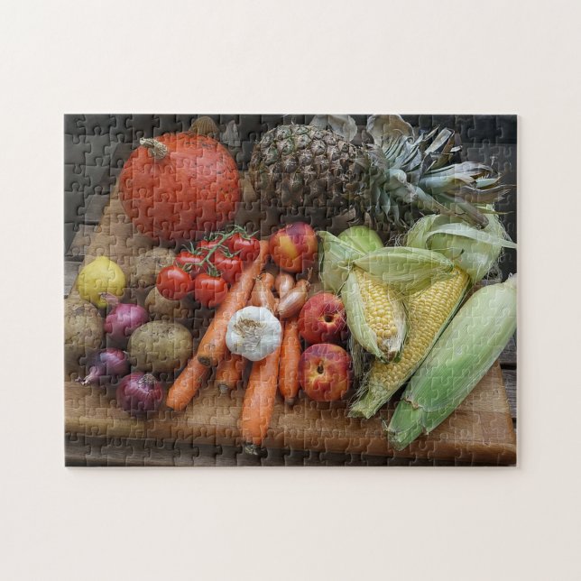 Garden Harvest Vegetables and Fruits Jigsaw Puzzle (Horizontal)