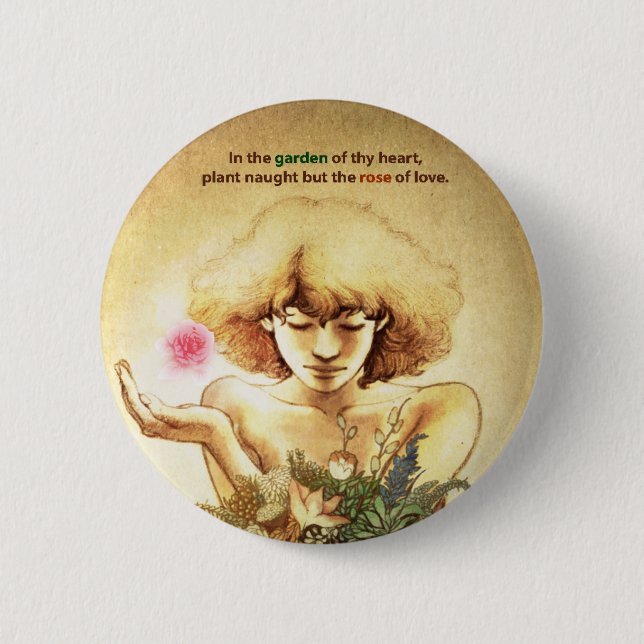Garden Heart 2 Inch Round Button (Front)