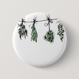 Garden Herbs 2 Inch Round Button