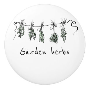 Garden Herbs Ceramic Knob