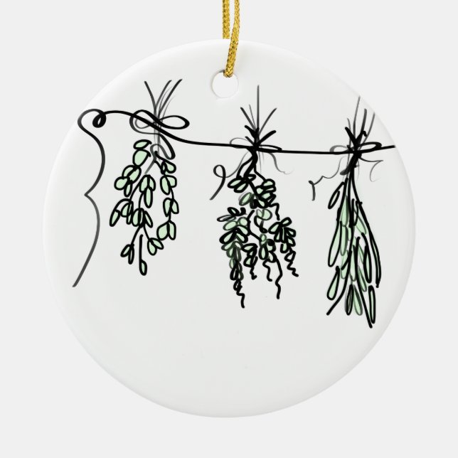 Garden Herbs Ceramic Ornament (Front)