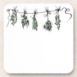 Garden Herbs Coaster<br><div class="desc">A quaint,  cute design of bunches of drying kitchen herbs. Featuring basil,  thyme,  dill,  sage,  and rosemary.</div>