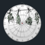 Garden Herbs Dartboard<br><div class="desc">A quaint,  cute design of bunches of drying kitchen herbs. Featuring basil,  thyme,  dill,  sage,  and rosemary.</div>