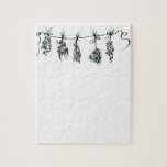 Garden Herbs Jigsaw Puzzle<br><div class="desc">A quaint,  cute design of bunches of drying kitchen herbs. Featuring basil,  thyme,  dill,  sage,  and rosemary.</div>