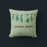 Garden Herbs Throw Pillow<br><div class="desc">A quaint,  cute design of bunches of drying garden herbs. Featuring basil,  thyme,  dill,  sage,  and rosemary.</div>