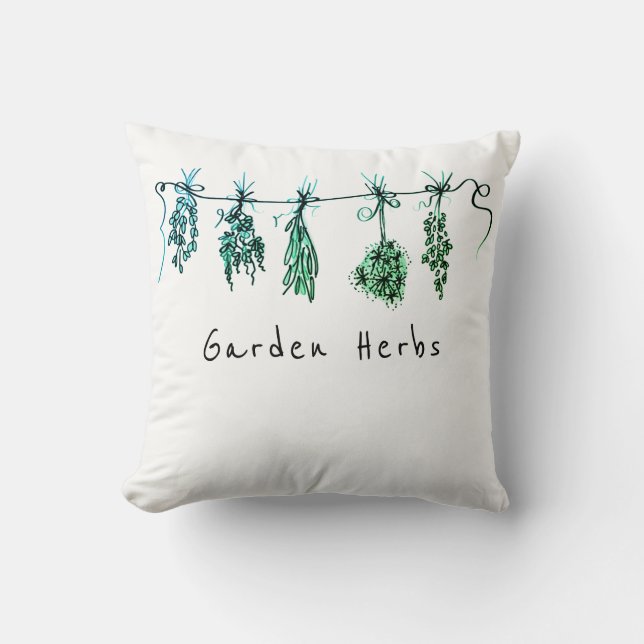 Garden Herbs Throw Pillow (Front)