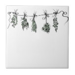 Garden Herbs Tile<br><div class="desc">A quaint,  cute design of bunches of drying kitchen herbs. Featuring basil,  thyme,  dill,  sage,  and rosemary.</div>