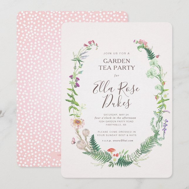 Garden High Tea Fleurs sauvages Invitation (Devant / Derrière)